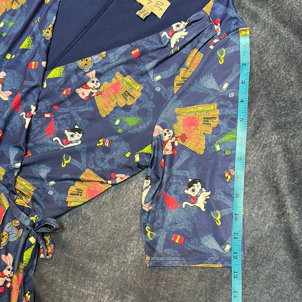 LINDY BOP Graffiti Animals Skulls Faux Wrap Surplice Dress US 8 - Picture 7 of 11
